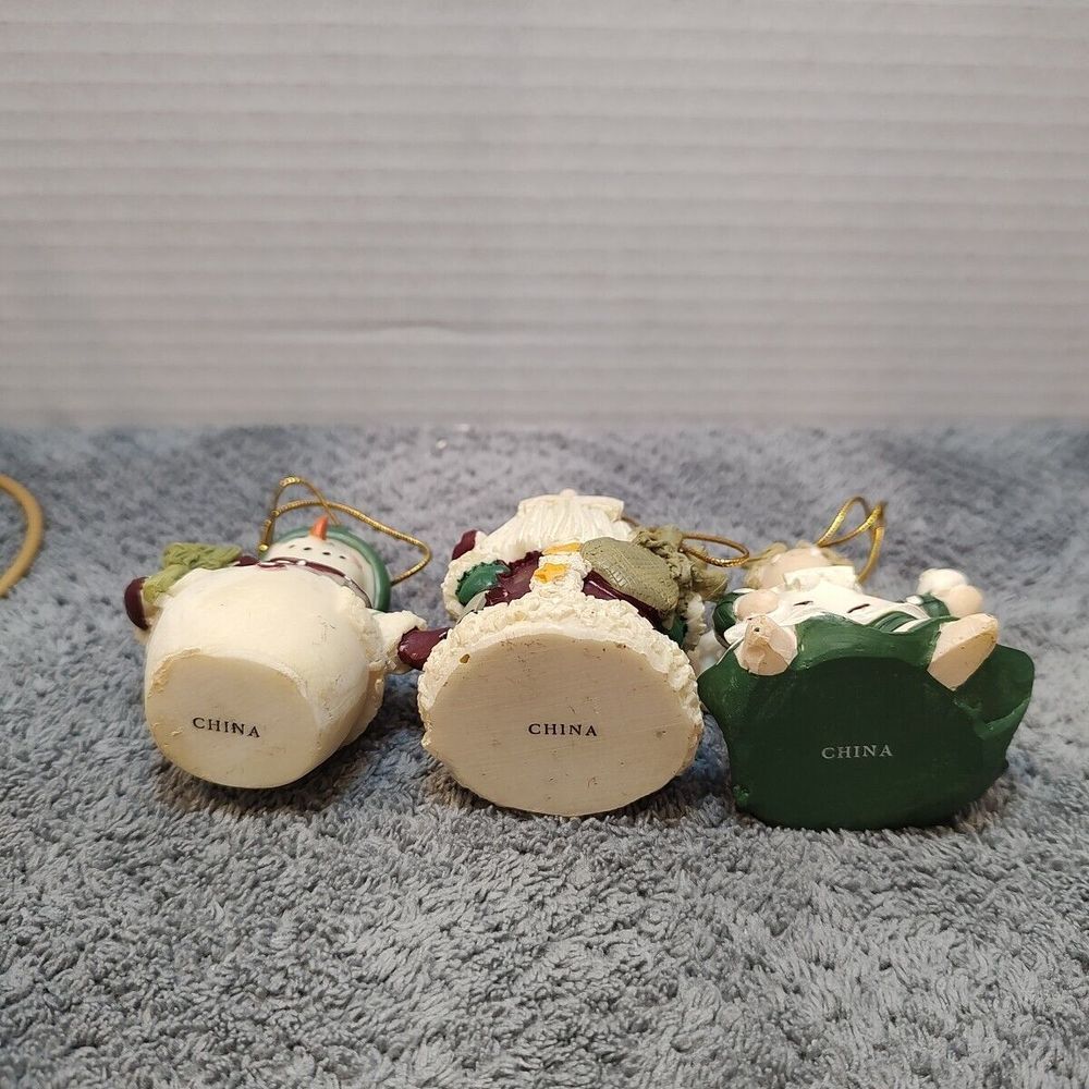 Old World Style set of 4 ceramic Christmas Ornaments santa snowmen angel - Picture 7 of 10